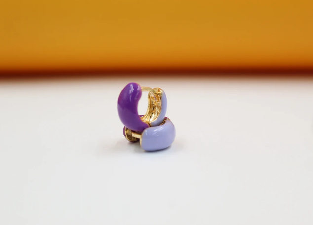 18K Gold Filled Enamel Small Huggie Earrings (K116A)-2