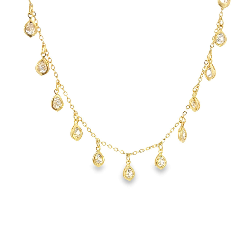 Tear Drop Zirconia Dangle Choker (F6)-0