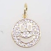 18K Gold Filled Happy Smile Face Charm Pendant With CZ Stones (A67A)-2