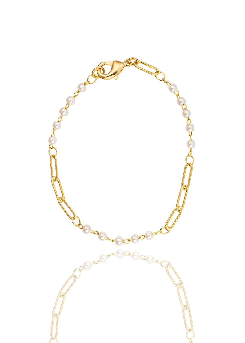 Textured Paperclip and Pearl Charm Necklace (H262/I135A)-1