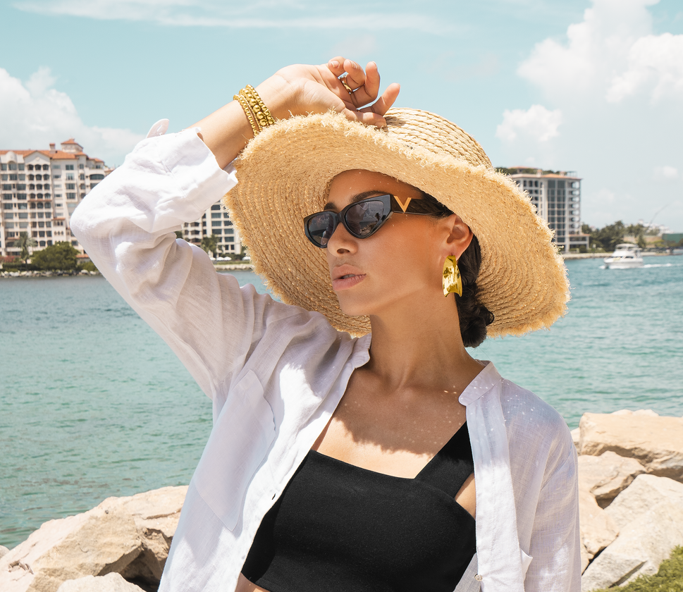 18K Gold Filled Curved Wide Minimalist Hoops (J305-J307)(L395)-1