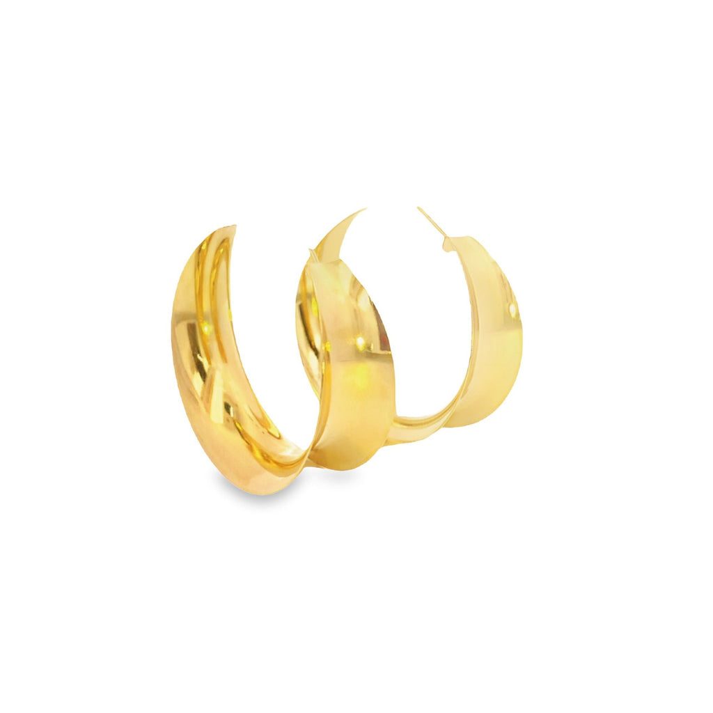 18K Gold Filled Curved Wide Minimalist Hoops (J305-J307)(L395)-4