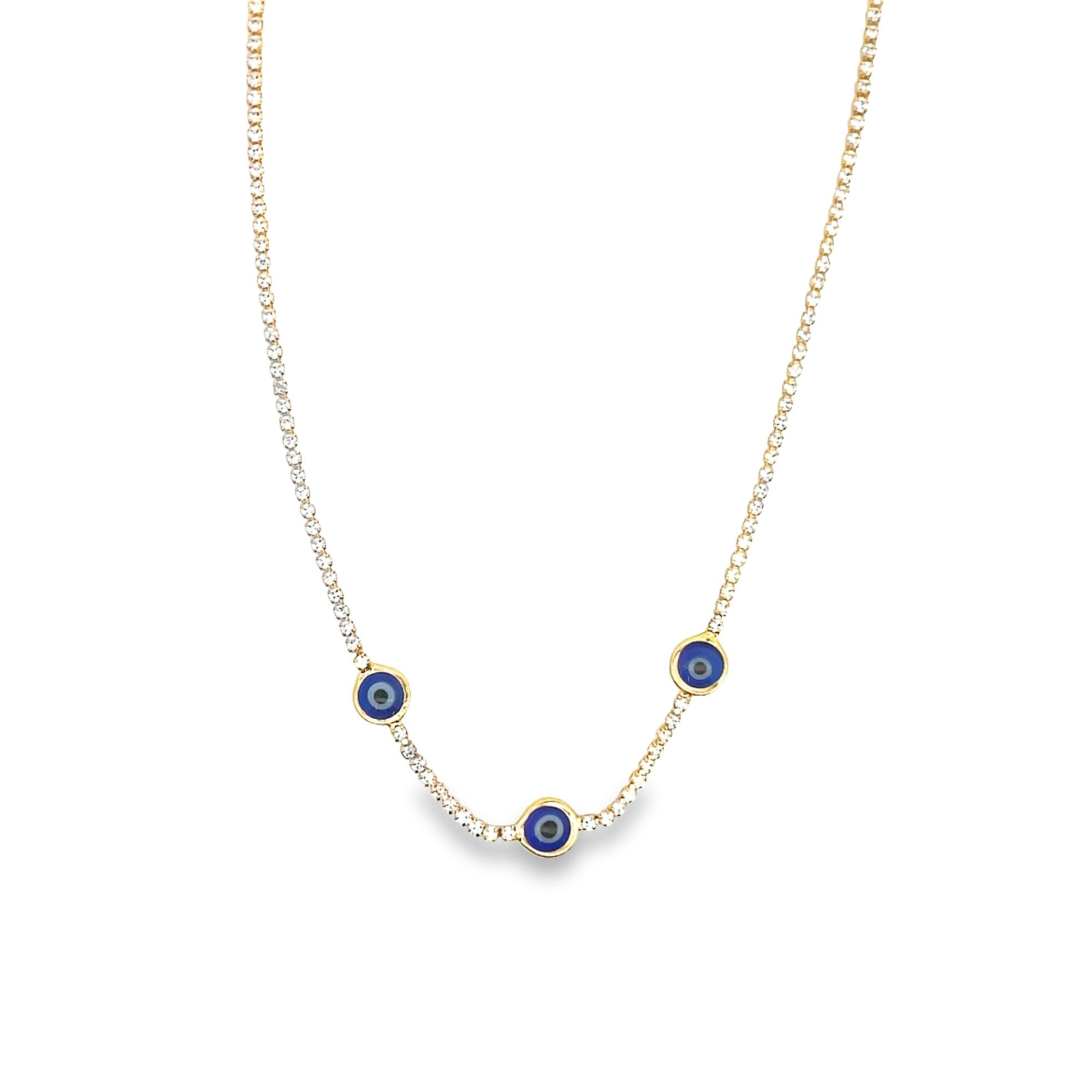 Evil Eye Choker Necklace With CZ Stones (G24)