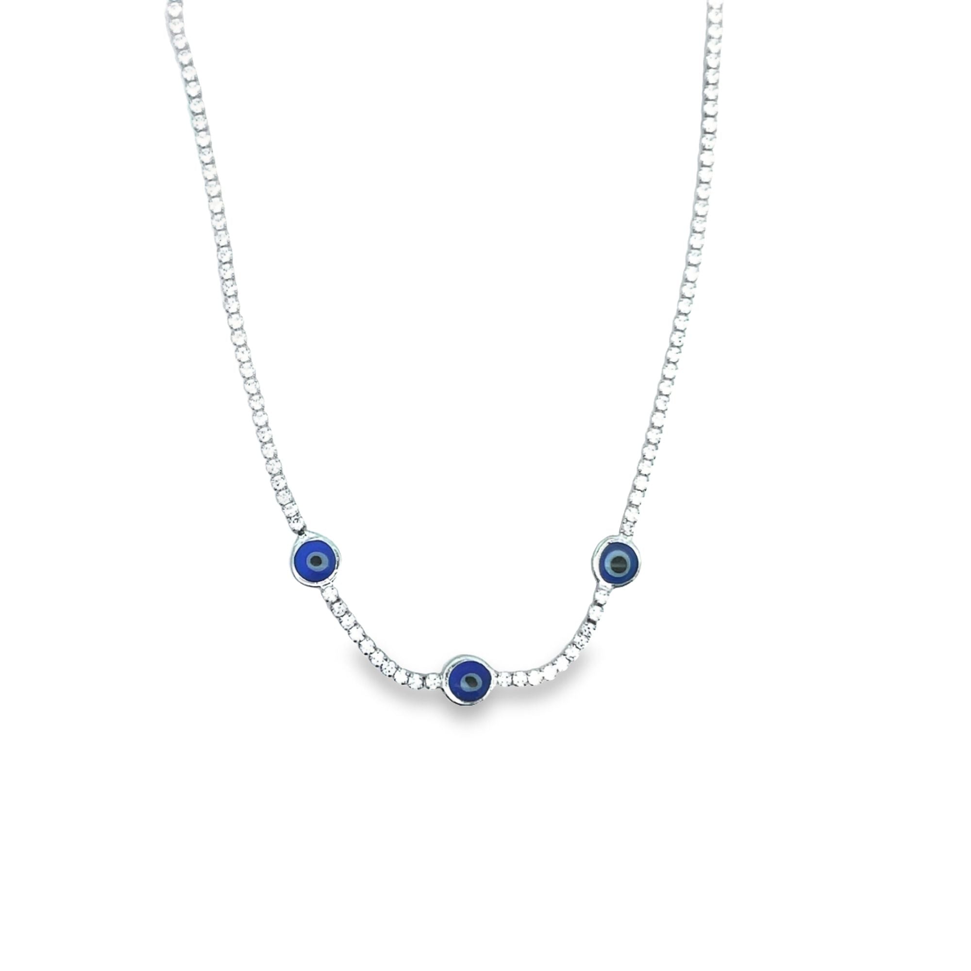 Evil Eye Choker Necklace With CZ Stones (G24)