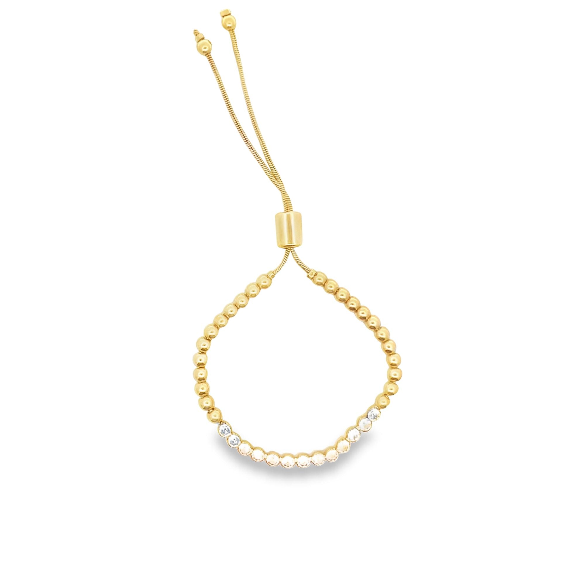 CZ Beaded Adjustable Bracelet (I137)